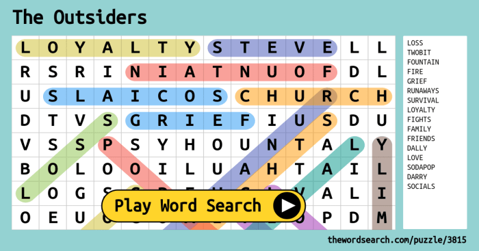 The outsiders word search answer key