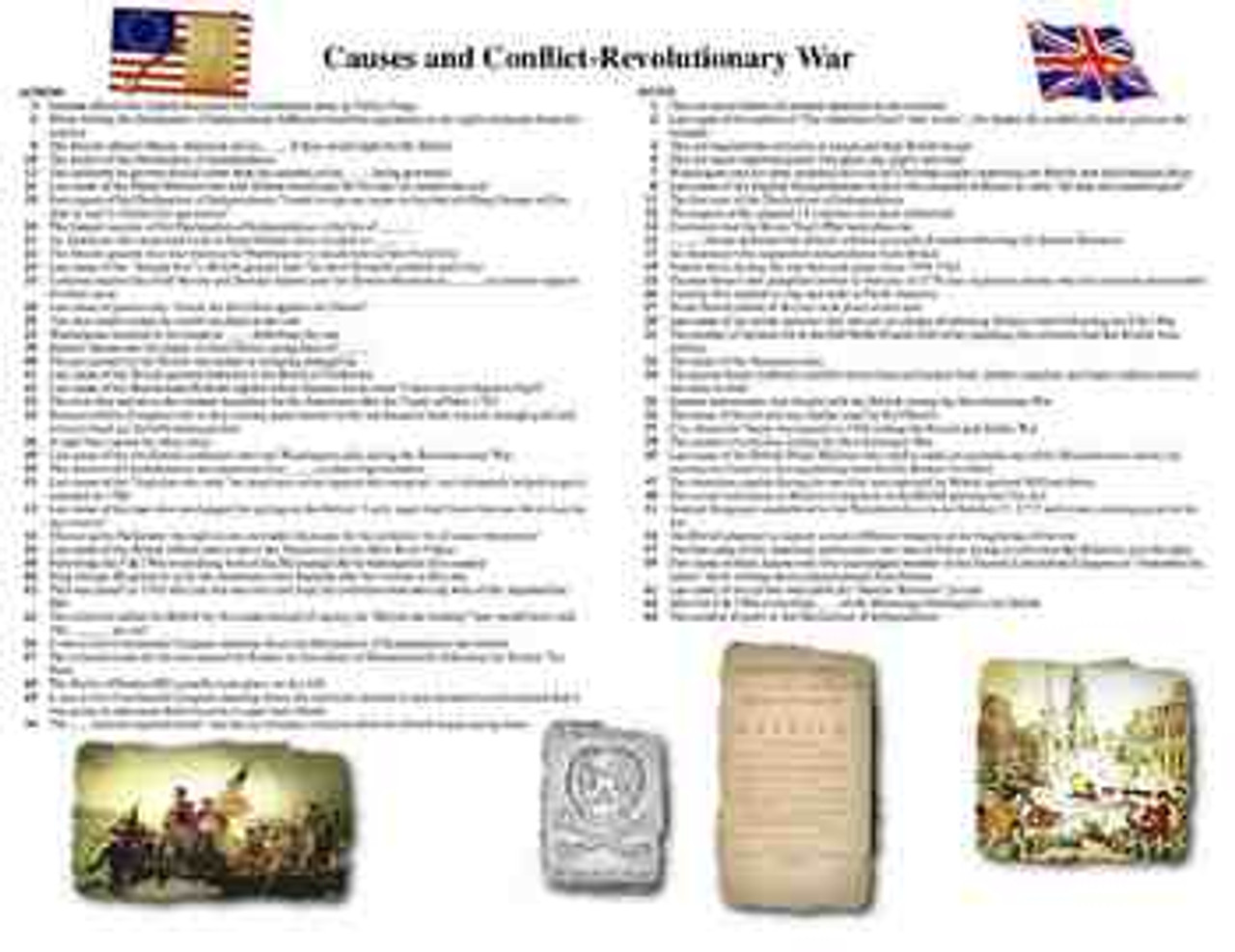 Causes and conflict-revolutionary war crossword